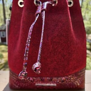 NWT Brahmin Marlowe Sangria Alden Road Bucket Drawstring Shoulder Bag NWT